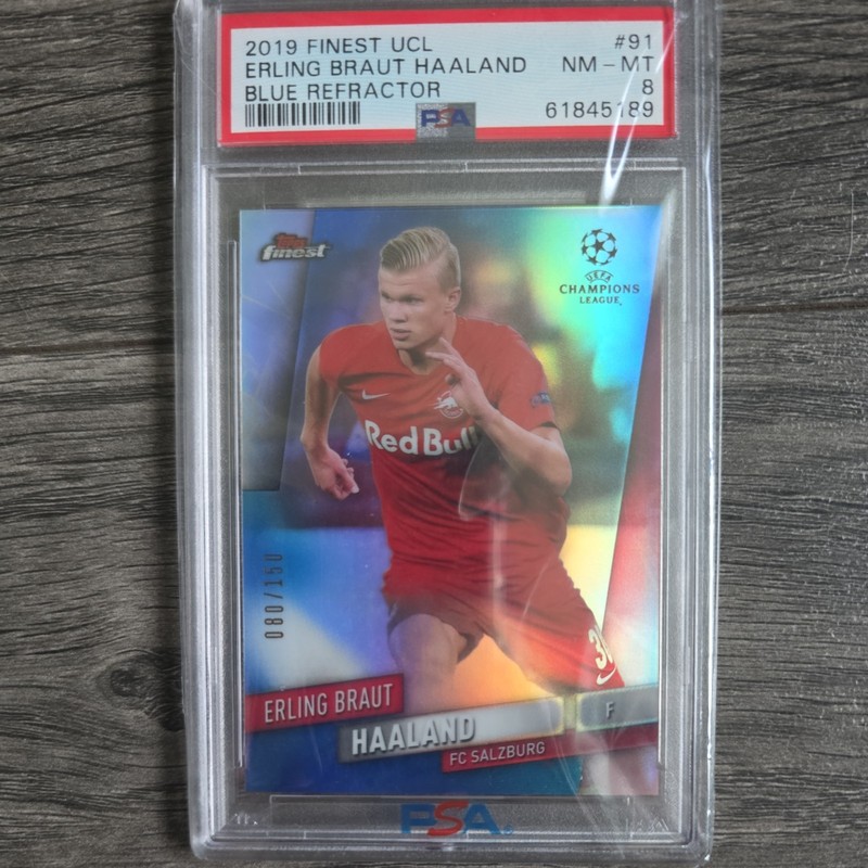 2019 Topps Finest Blue Refractor Erling Haaland Rookie RC /150 PSA 8 Salzburg 🔥