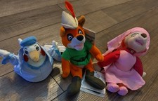 Vintage Disney Store Robin Hood Character Mini Beanbag Plush 8" Set Of 3 Sealed