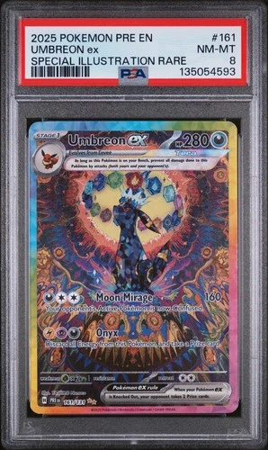 2025 POKEMON PRISMATIC EVOLUTIONS SPECIAL ILLUSTRATION RARE UMBREON EX PSA 8