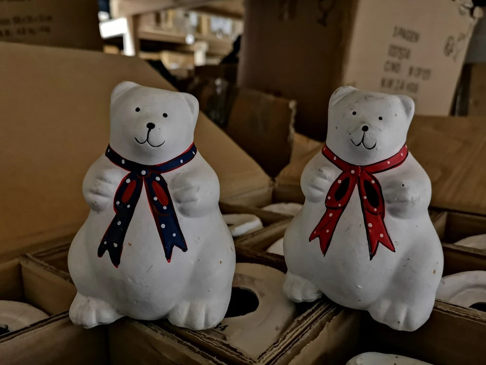 41x Deko Ton Figuren Handbemalt Eisbär Flohmarkt Export Händler Konvolut Palette