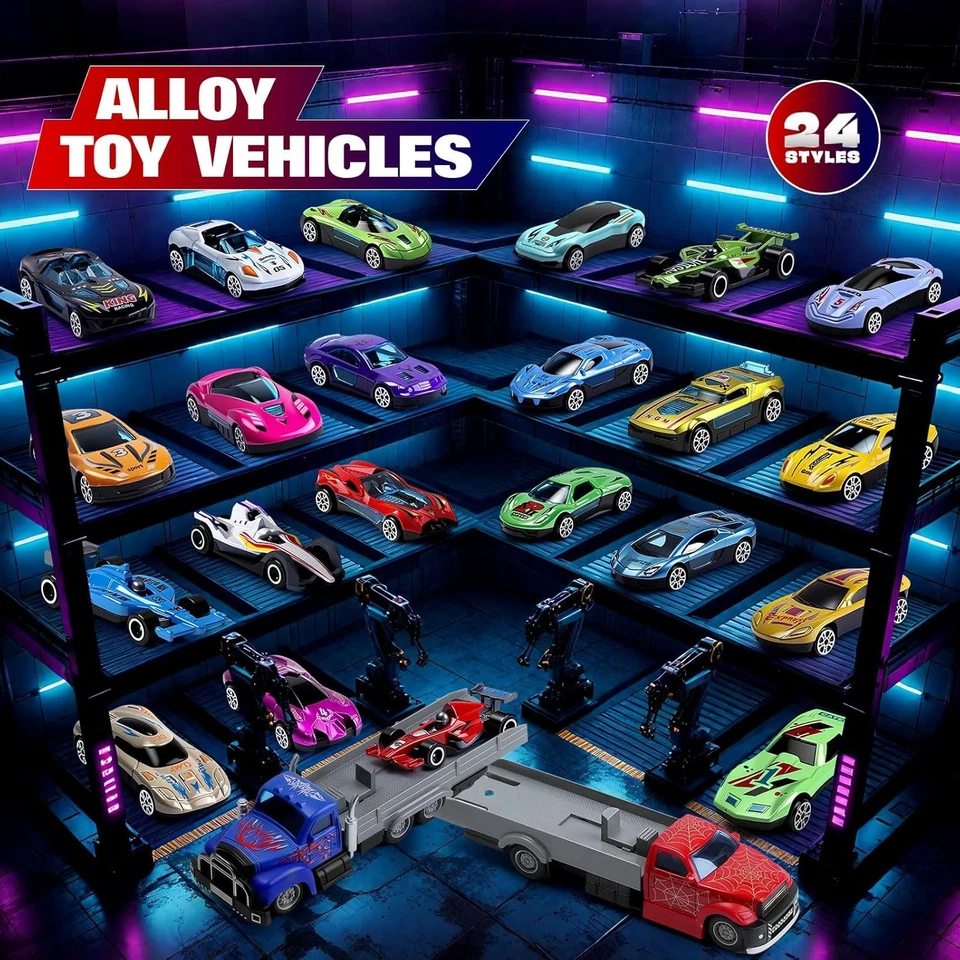 Calendario de Adviento 24 Piezas con Vehículos de Juego - Caja de Juguetes Cuenta Regresiva de Navidad... Foto 2 de 4