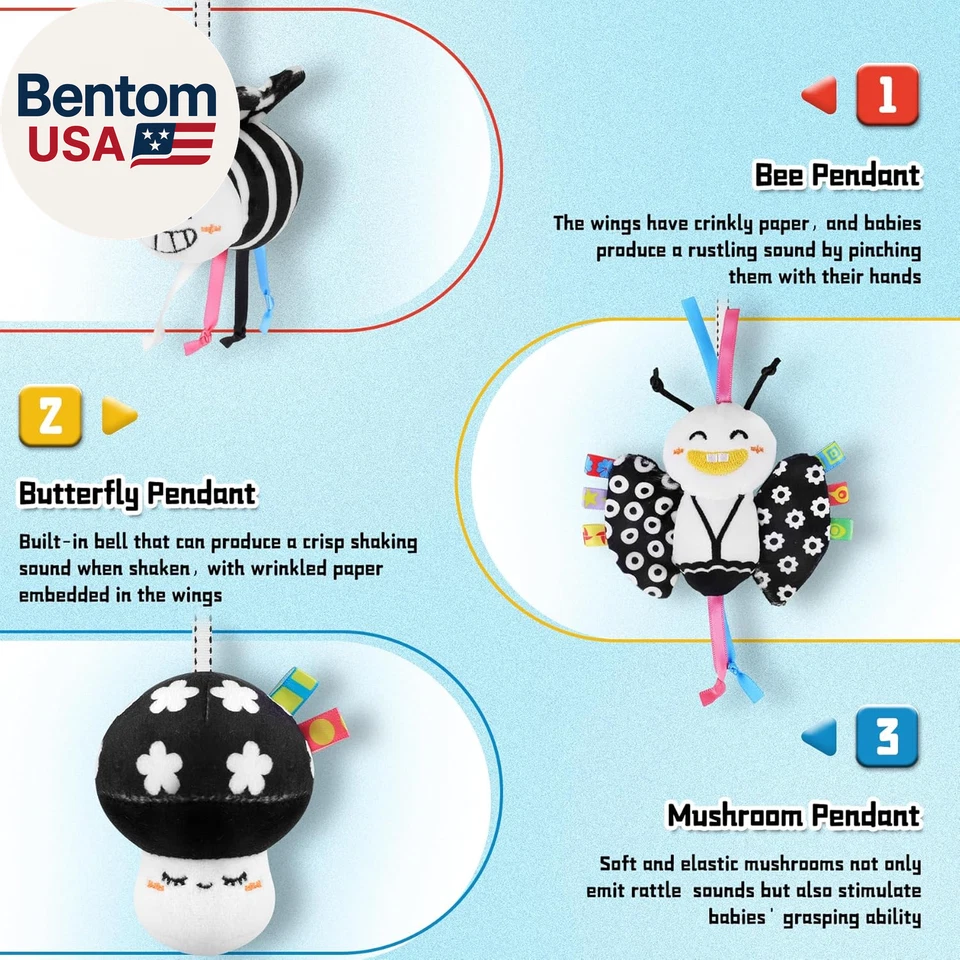 Juguetes de asiento de coche en espiral para bebés, 0-6 meses cochecito actividad juguetes colgantes  Foto 3 de 4