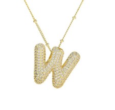 Initial Necklaces for Women Trendy, 14K Gold Plated Big Balloon Letter Necklace