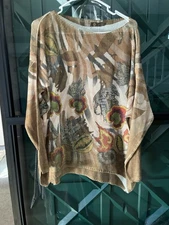 M Made in Italy Open Knit Multicolor Sweater Size L 