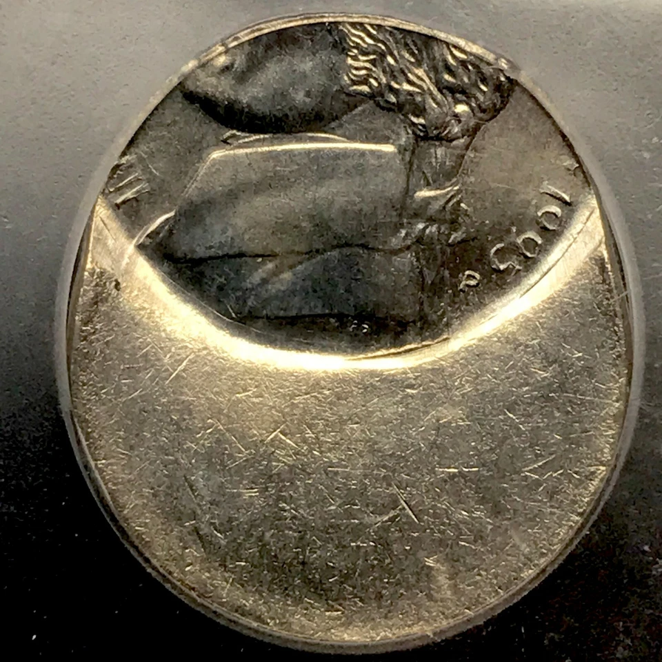 1995 P Jefferson 5c Nickel ICG-MS65 STRUCK OFF CENTER, ERROR Coin - Image 2 of 4