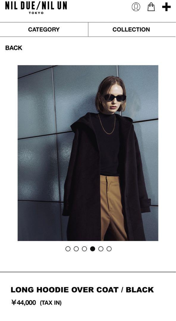 NIL DUE/NIL UN LONG HOODIE OVER COAT 黒