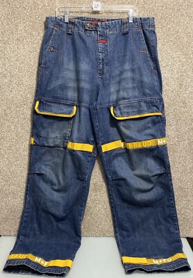 Vintage Marithe  Girbaud Jeans 38M Yellow Shuttle Tape Rave Y2K MFG Wide Leg