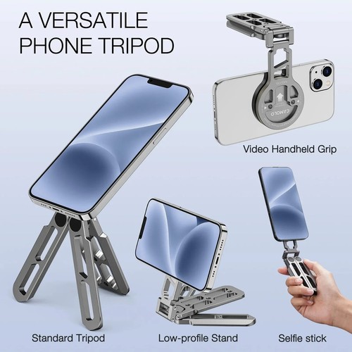 CAMOLO Foldable Magnetic Tripod Mount for iPhone with Cold Shoe, Arca-Swiss - 第 4/6 張圖片