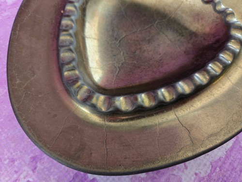 Cenicero de bronce vintage grande MCM mediados de siglo loza franciscana craquelada 3 lados - Imagen 6 de 9