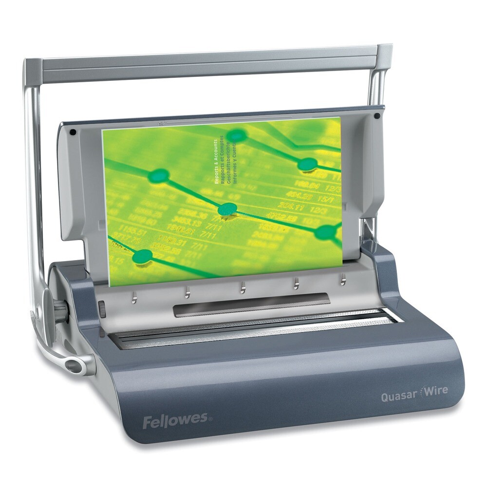 Fellowes 5217401 Quasar 130 Sheets Manual Wire Binding Machine - Gray New