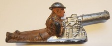 Barclay B62 No. 728 Machine Gunner Laying Flat, Cast Helmet