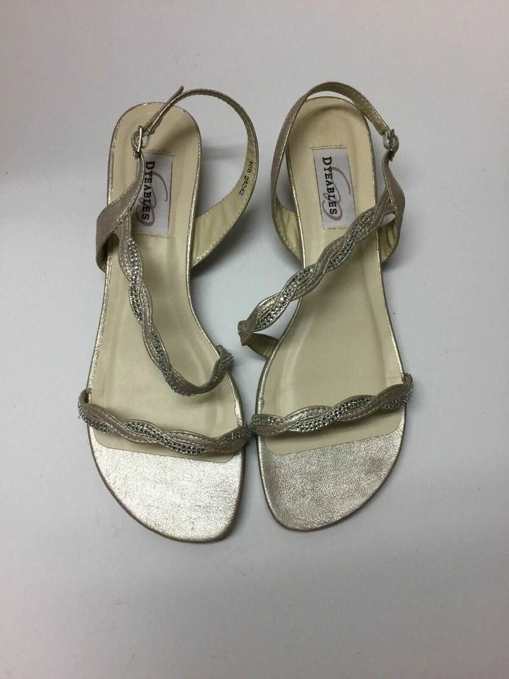 Sandalia de tacón Dyeables para dama de 1 pulgada talla 10 B correas con joyas A233 Foto 2 de 4