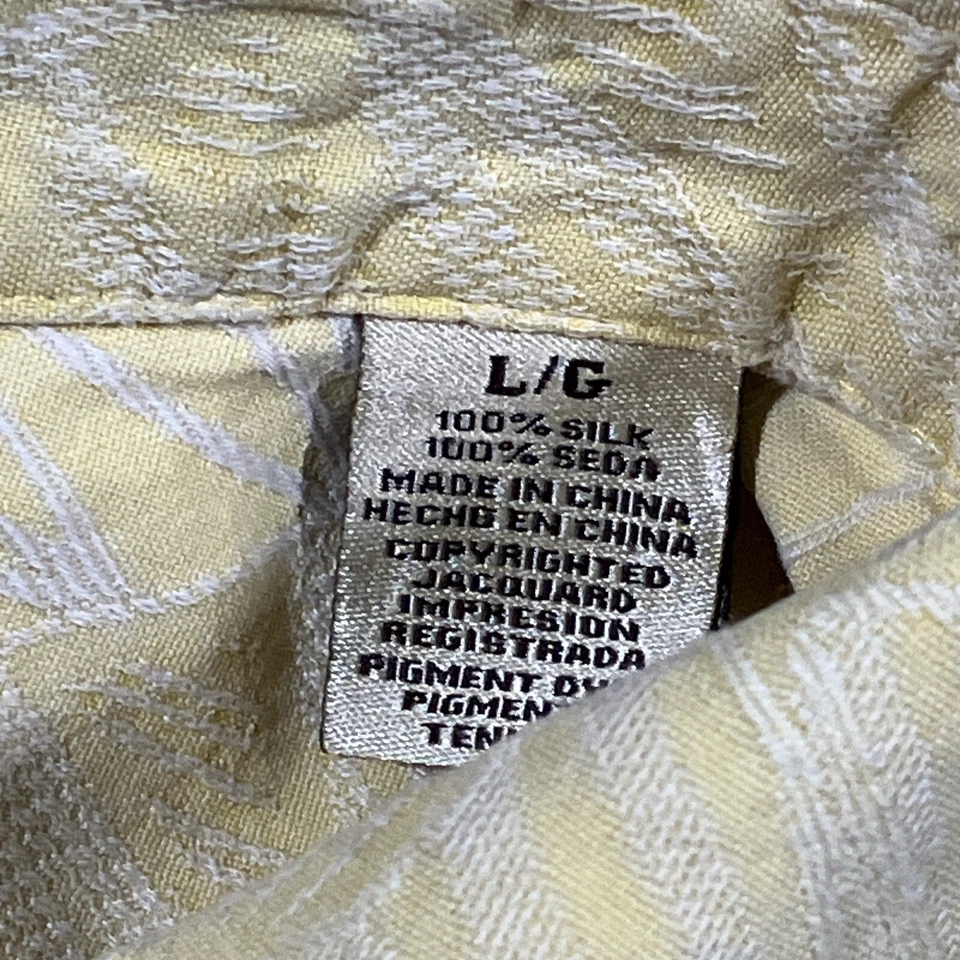 Camisa de campamento hawaiana de seda Jamaica Jaxx para hombre grande amarilla floral flores tropicales Foto 4 de 4