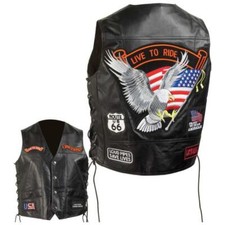 Diamond Plate Leather Motorcycle Vest Live to Ride - Free Shipping