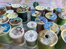 J P Coats Thread Lot 35 Spools Dual Duty Small Vintage One Unopened Green Purple
