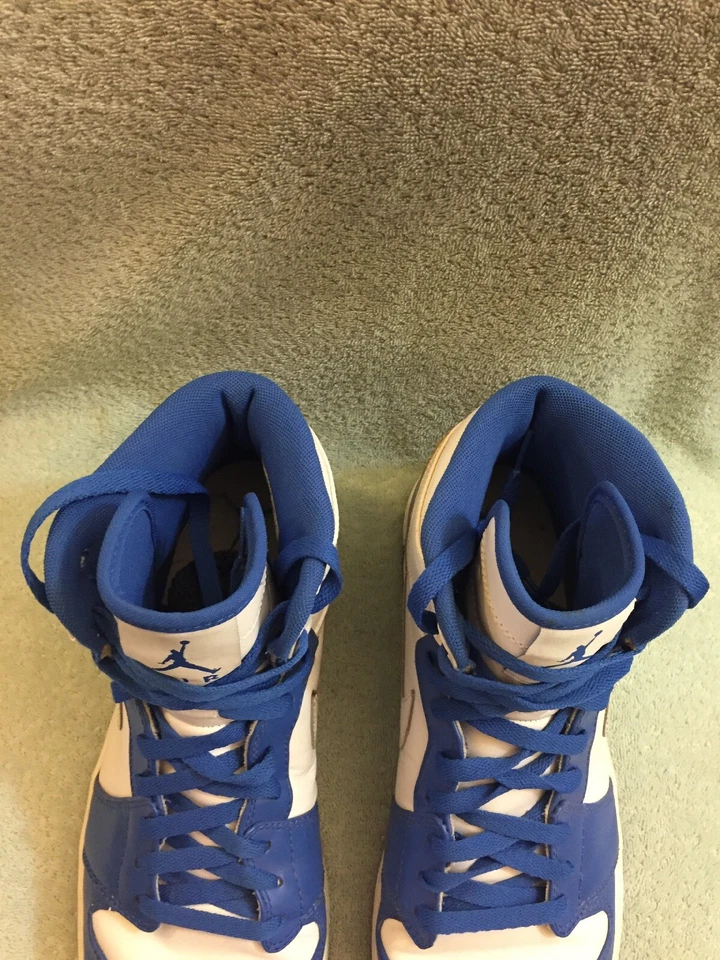 2011 Nike Air Jordan 1 retrô alto branco azul 332550-104 masculino tamanho 14 - Imagem 3 de 4