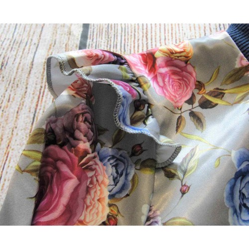 Juego de 2 piezas de vestido rosa para niñas XS y chaqueta de bombardero satinado floral falda acampanada de patinador - Imagen 5 de 7