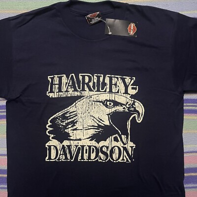 2003 HARLEY DAVIDSON T-Shirt Medium SCREAMING EAGLE Navy Blue Arkansas Logo Nwt