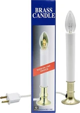 Creative Hobbies® Electric Window Candle Lamp with Brass Plated Base, White 