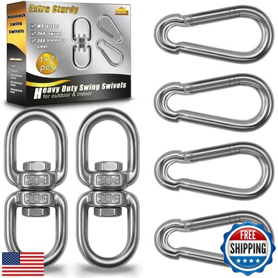 Gelury 2 Pack Swing Swivels, 304-Stainless Steel Swivel Ring, Heavy Duty Doub