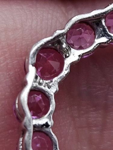 Vintage 10k White Gold Eternity Ombre Pink Gemstone Slide Circle Petite Pendant - Picture 7 of 14