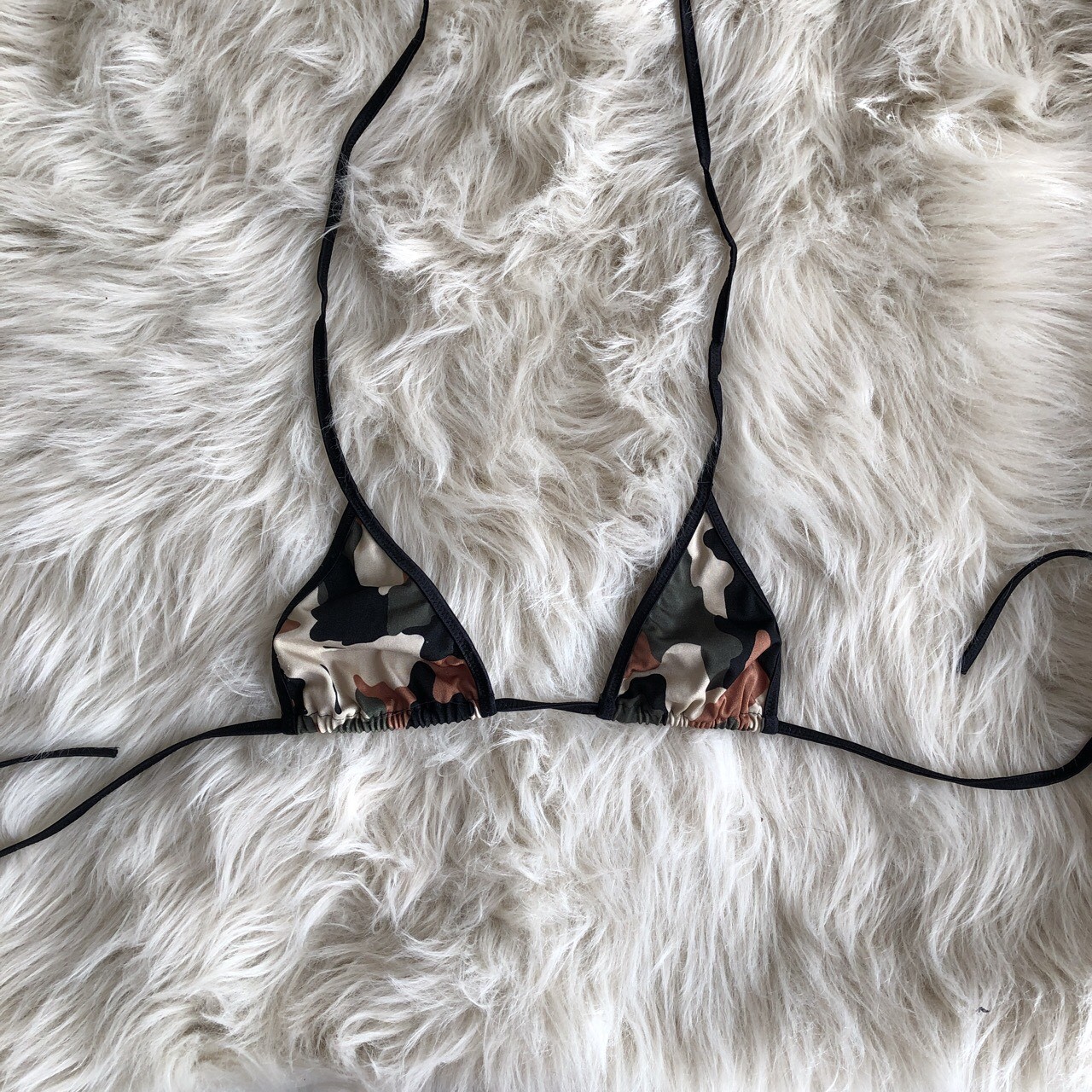 Camouflage Triangle String Bikini Top ONE SIZE - image 3