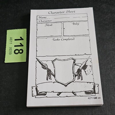 HeroQuest Hero Character Sheet Pad RPG (Minimale Nutzung fast voll)
