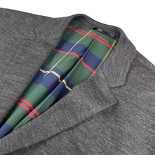 H M Men's Wool Blend Plaid Lining 2-Button Knit Blazer/Jacket Gray   46R US