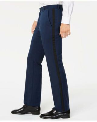 Alfani Men's Contrast Stripe Lux Pants (Navy) UK