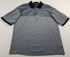 Hart Schaffner Marx Polo Shirt Mens Large L Blue Color Block Cotton Stretch Work