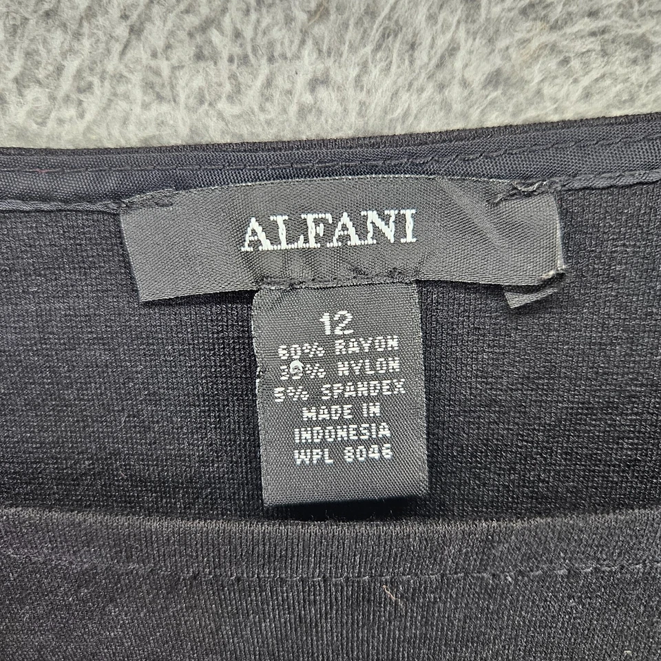 Alfani Sheath Dress Size 12 Long Sleeve Side Zip Basic Work Career Black - 12 - Image 4 of 4