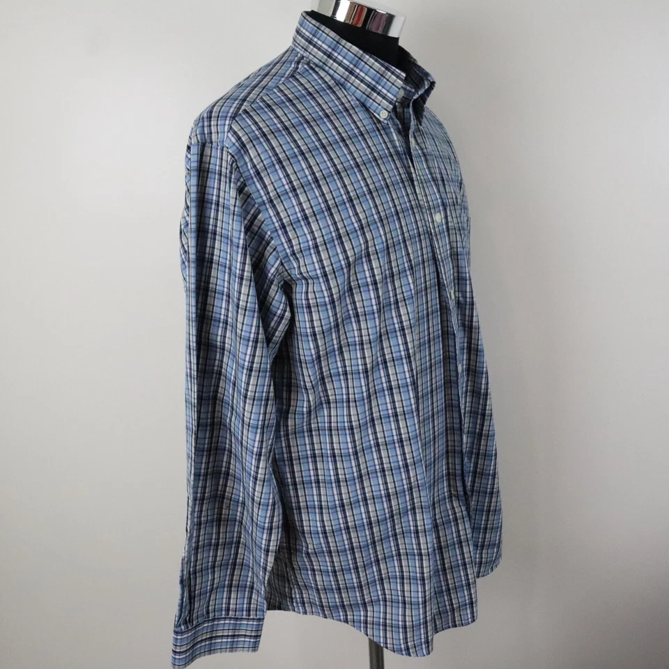 Consensus Shirt Mens XL Performance Pocket Button Down Blue Plaid Long Sleeve - Image 3 of 4