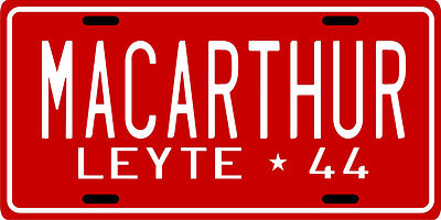 Douglas MacArthur Philippines World War II WWII 1944 License Plate