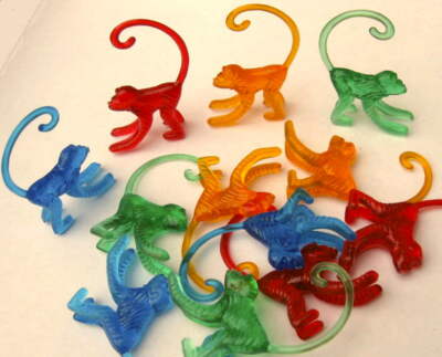 12 Monkey Drink Hangers Cocktail Party Red Green Blue Orange
