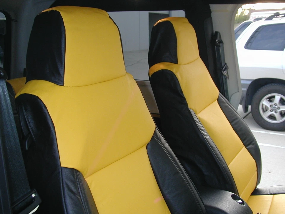 PARA JEEP WRANGLER 2003-2006 S. CUERO AJUSTE PERSONALIZADO 2 FUNDAS ASIENTO DELANTERO 13 COLORES Foto 2 de 4