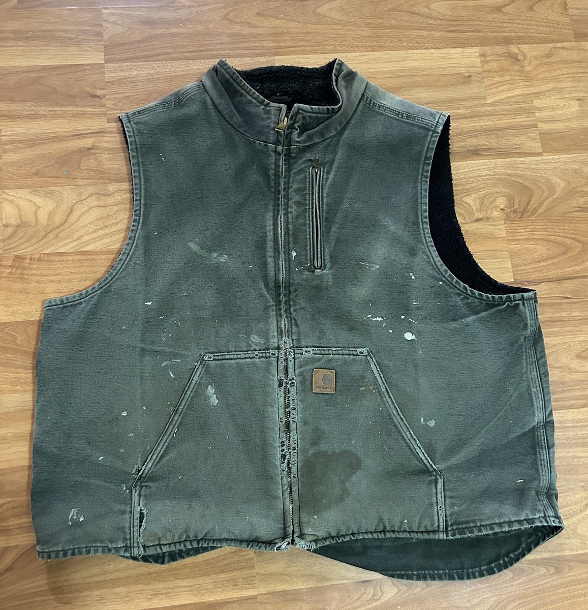 Carhartt ベスト V33 MOS Vtg Carhartt V33 366 Sandstone Sherpa Lined Two Tone Vest