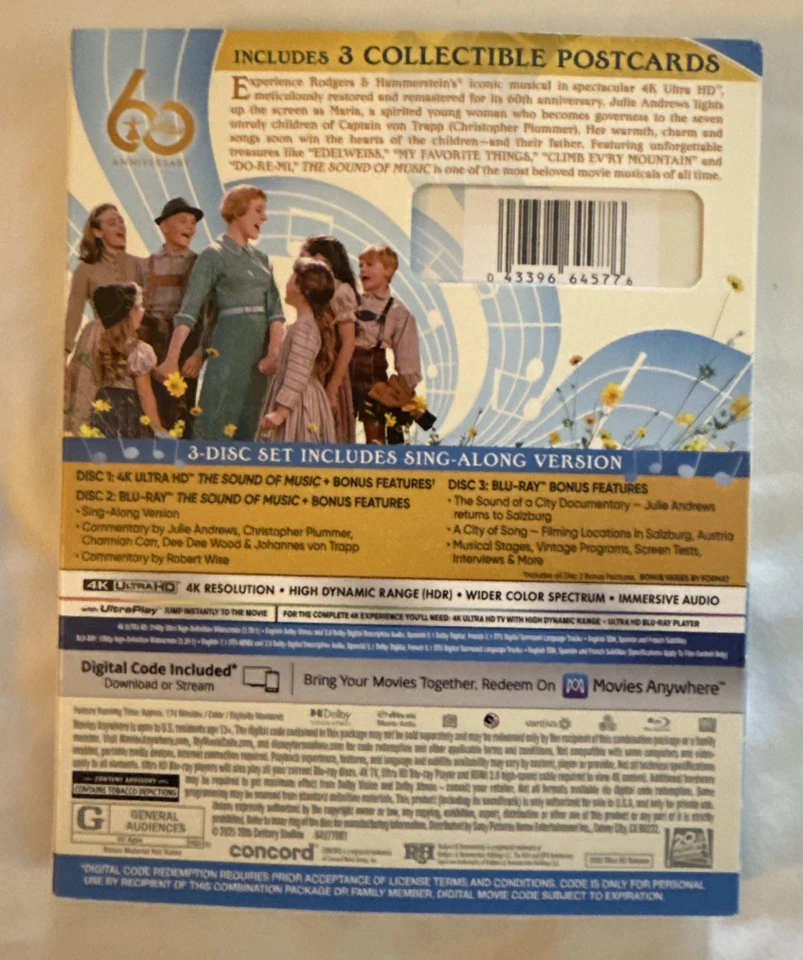 THE SOUND OF MUSIC 60TH ANNIVERSARY (4K Ultra HD + Blu-Ray + Digital) BRAND NEW! - Image 2 of 4