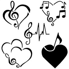 Really Great Stencils, Music Hearts 2 Stencil, 8x8", Large, Notes, Heartbeat