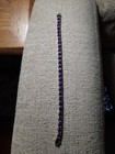 Over Sterling Silver Size 8.5" Dk Oval Purple Amethyst Tennis Bracelet Rhodium