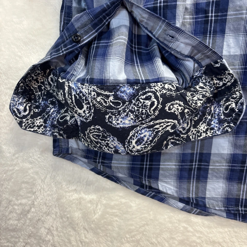 Camisa de vestir de manga larga Tallia para hombre XL 17-17,5 azul a cuadros (LEER) Foto 3 de 4