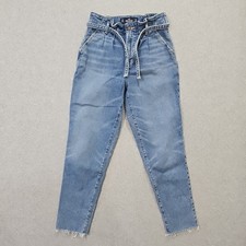 Hollister Jeans Women's Ultra High-Rise Mom Jean Frey Hem Paperbag Waist W...