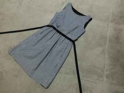 Valentino Robe Sans Manches En Carreaux À Ruban Femme Taille 40 Noir Blanc - Photo 1/4