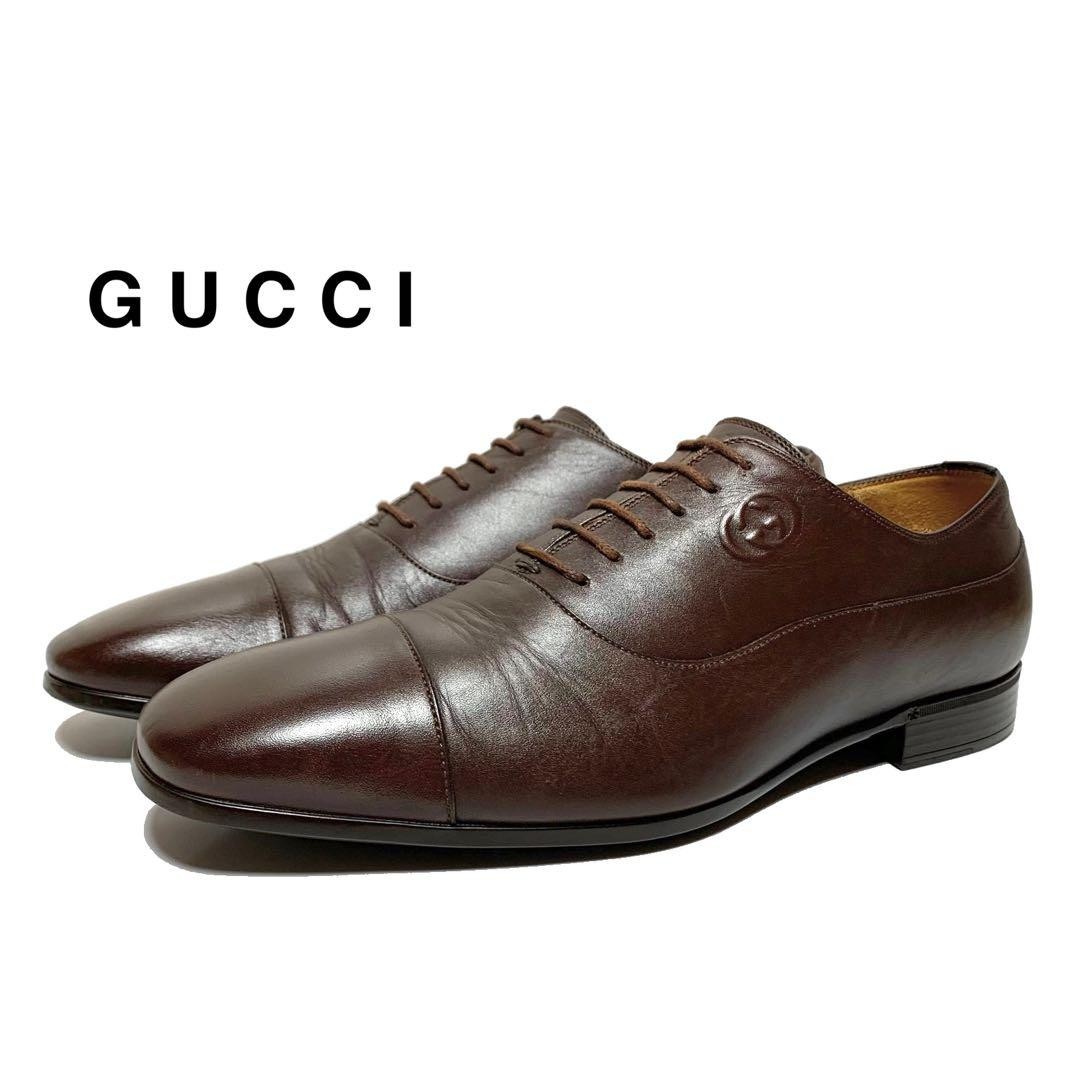 Gucci Logo Wingtip Dress Shoes Brown Leather Size 6.5 US About 7 For Men thumbnail 13