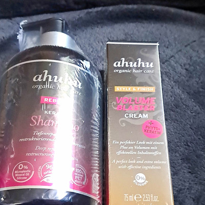 ahuhu Rebuild Keratin Shampoo 500 ml silkonfrei + Volume Blaster Cream 75 ml