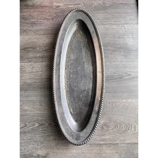 USN Officers' Open Mess Platter by R. Wallace, Silver Soldered, 25" Rope Rim