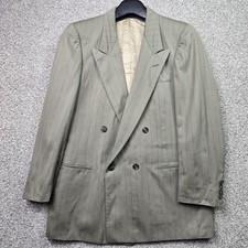 Vintage Pierre Cardin Blazer Mens 42 Gray Pinstripe Wool Double Breasted 70s