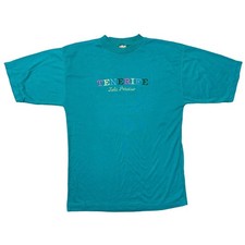 Vintage Single Stitch T-Shirt Teneriffa Grafikdruck 90er grün Herren Large