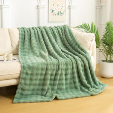 Luxury 3D Bubble Throw Blanket 2Lb,All Ages,Home Decoration, Sage Green,50  60