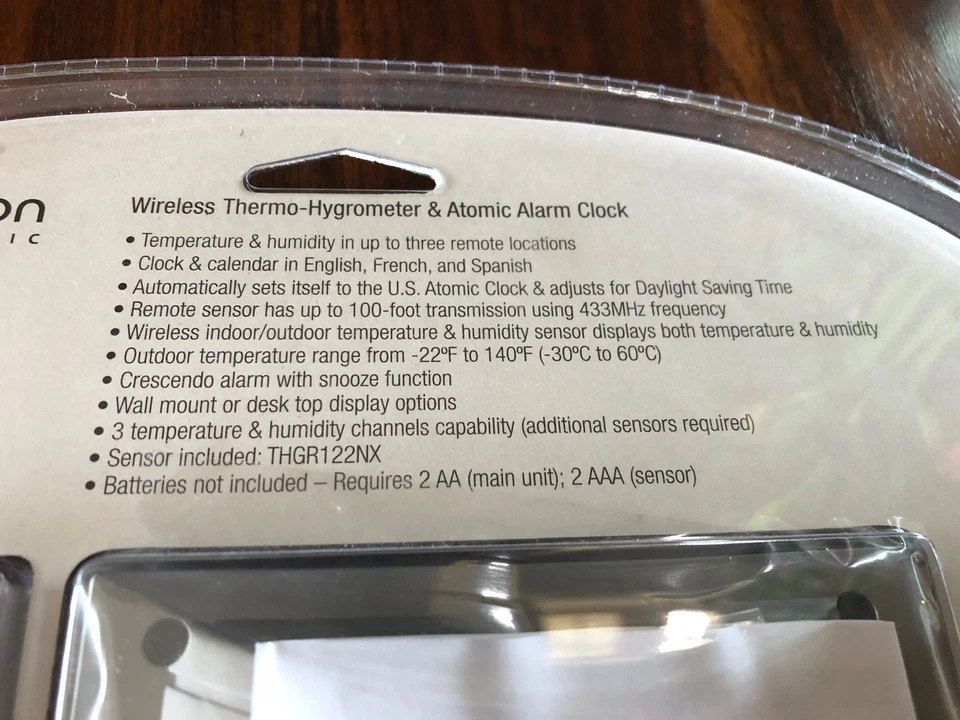 Oregon Wireless THGR122NX Thermo-Hygrometer Atomic Alarm Clock RMR612HGA - Image 3 of 4