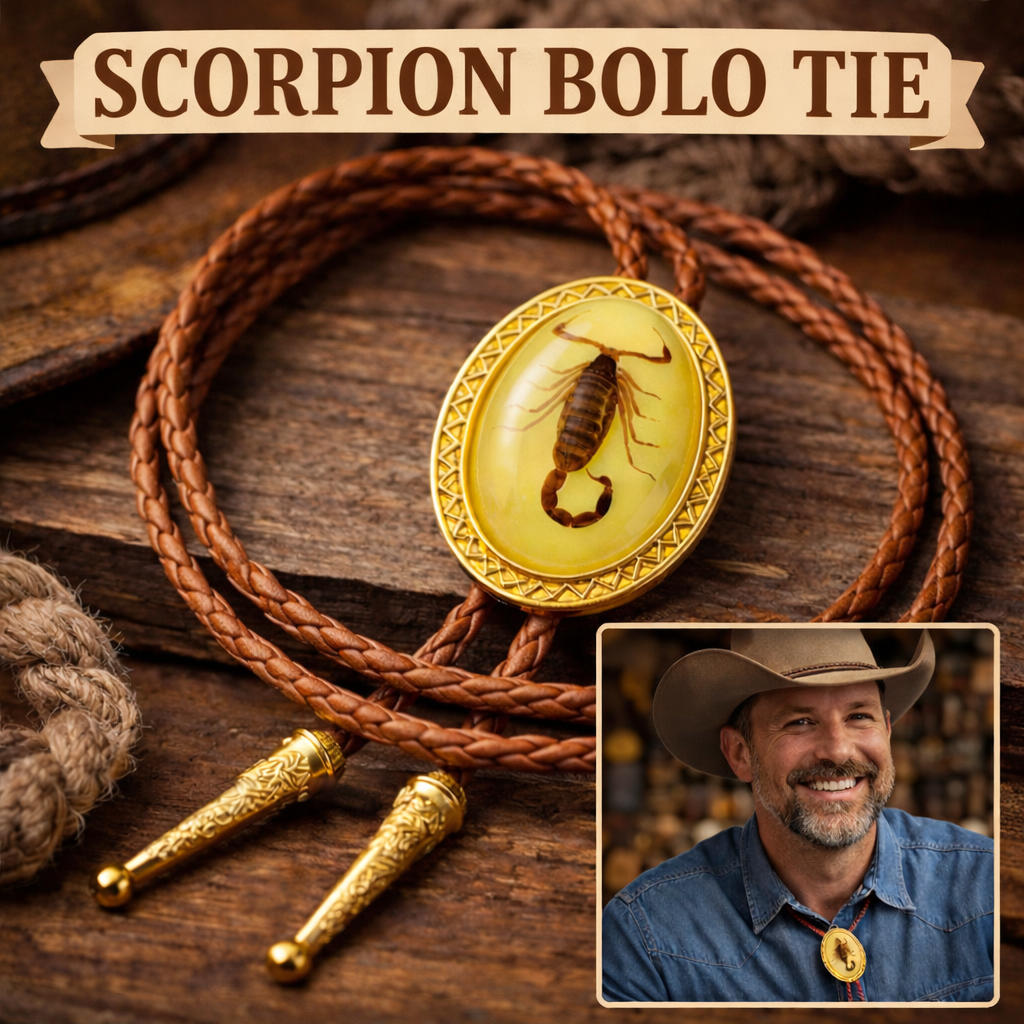 アクセサリー Vintage Western Cowboy Ribbon Tie Vintage Scorpion Bolo Tie Western Cowboy Tie Braided Leather Cord
